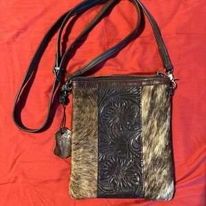 P & G Collection western cowhide and leather crossbody